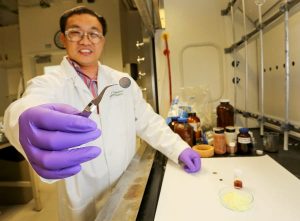 A new all-solid lithium-sulfur battery developed by an Oak Ridge National Laboratory team led by Chengdu Liang has the potential to reduce cost, increase performance and improve safety compared with existing designs.