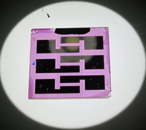 Researchers at Rice and Pennsylvania State universities have created solar cells based on block copolymers, self-assembling organic materials that arrange themselves into distinct layers. Image: Verduzco Laboratory.