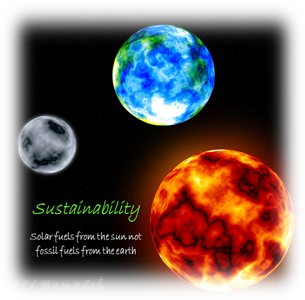 Fig. 4: Interplay between solar fuels from the sun and fossil fuels from the earth. Adapted from loadpaper.com