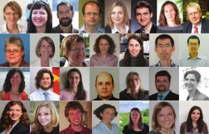 The current Advanced Materials team. Top row (from left to right): Sabine Bahrs, Melanie Baumann, Matteo Cavalleri, James Cook, Anja Eberhardt, Guido Fuchs, Alison Green, Peter Gregory. Second row: Christine Herth, Sonja Hoffman, Sandra Kalveram, Eliza-Beth Lerch, Esther Levy, Yan Li, Duoduo Liang. Third row: Jenny Mahoney, Adrian Miller, Carolina Novo da Silva, Sjef Öllers, Anke Osterland, Martin Ottmar, Sarah Peters. Bottom row: Anne Pfisterer, Melanie Rettenmaier, Matthew Smyllie, Ingeborg Stass, Lorna Stimson, Anna Troeger, Ana Valente.