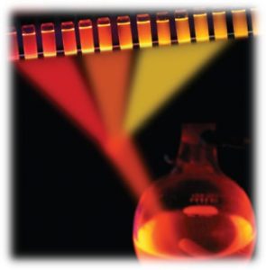 Size-separated, color-tunable, colloidally-stable, allylbenzene-capped silicon nanocrystals. Image: Melanie Mastronardi.