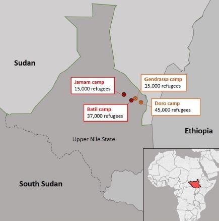 location of refugee camp south sudan