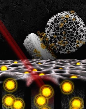 Breast cancer cells targeted, then burned, by gold-filled silicon wafers