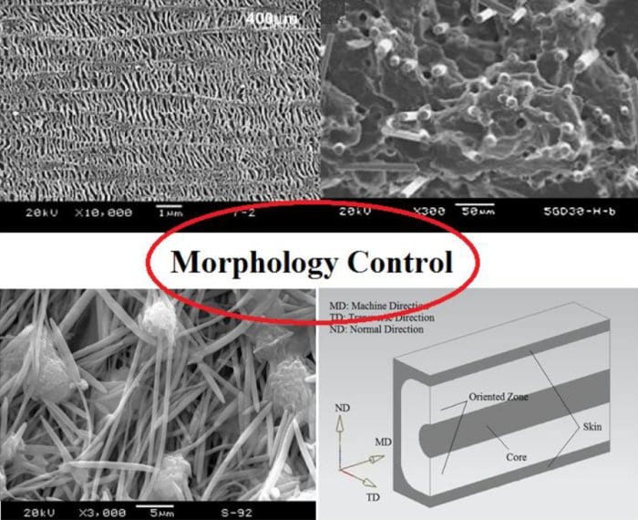 Processing technologies allow control of the morphology of polymeric materials