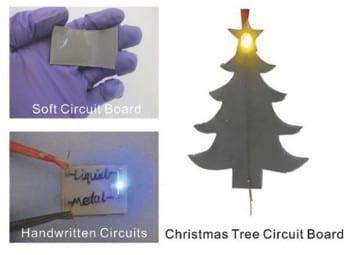 Handwritten, soft circuit boards using nanoparticles