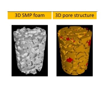 Topographical control of preosteoblast culture by shape memory foams