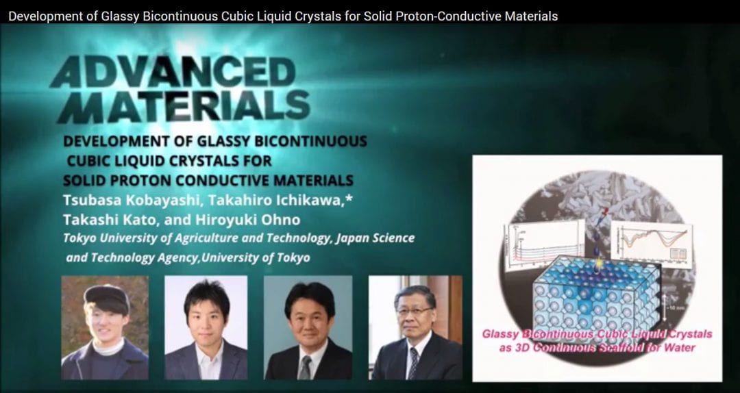 Development of Glassy Bicontinuous Cubic Liquid Crystals for Solid Proton-Conductive Materials