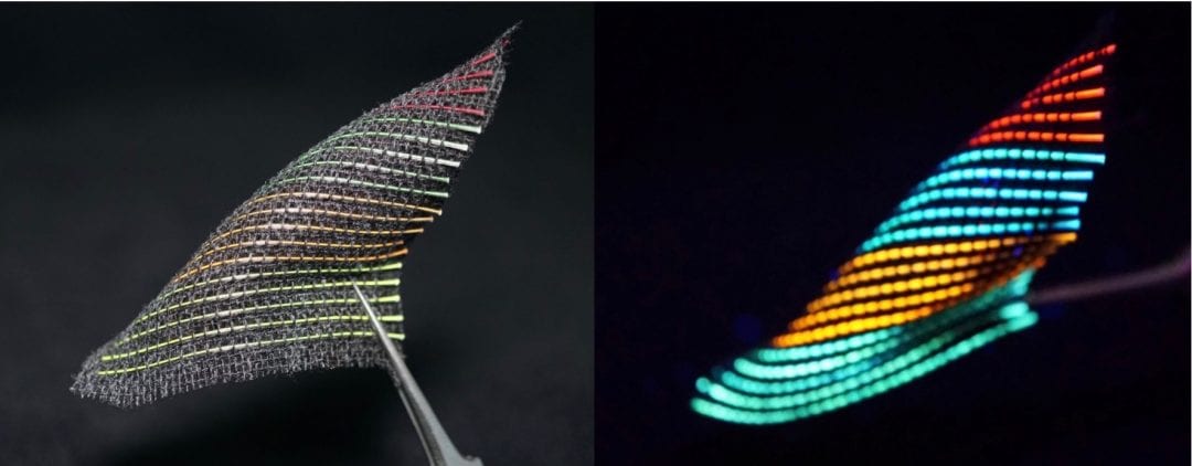 Multicolor, Fluorescent Supercapacitor Fibers Light Up the Night