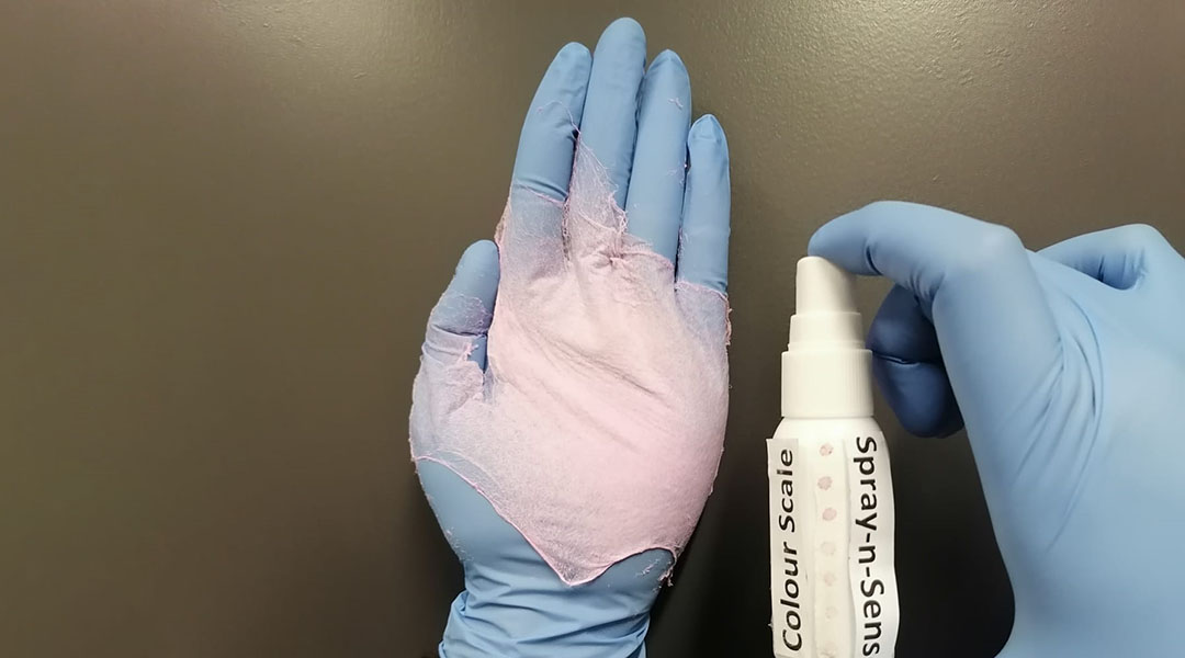 A new sprayable chemical sensor on a nitrile glove