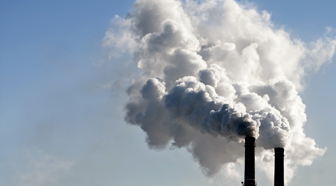 A cloud emitted from industrial stacks