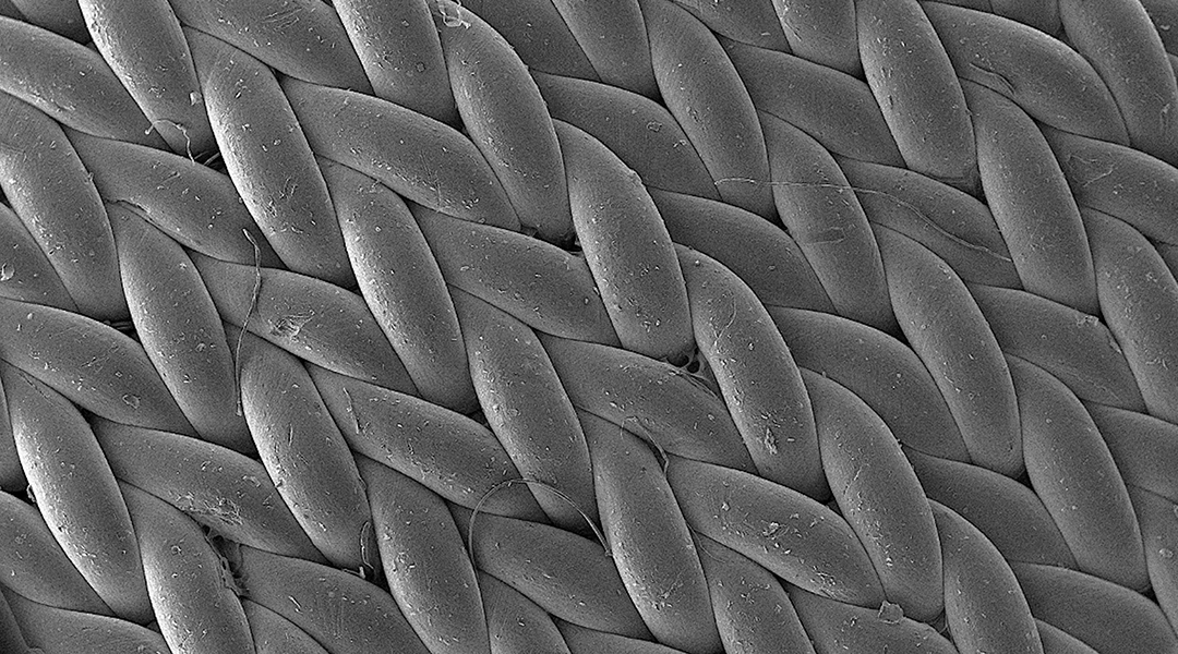 SEM image showing a knitted electronic materials for smart health monitoring