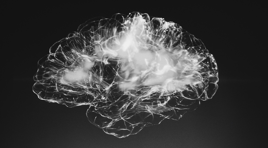 Abstract image of the brain black and white.