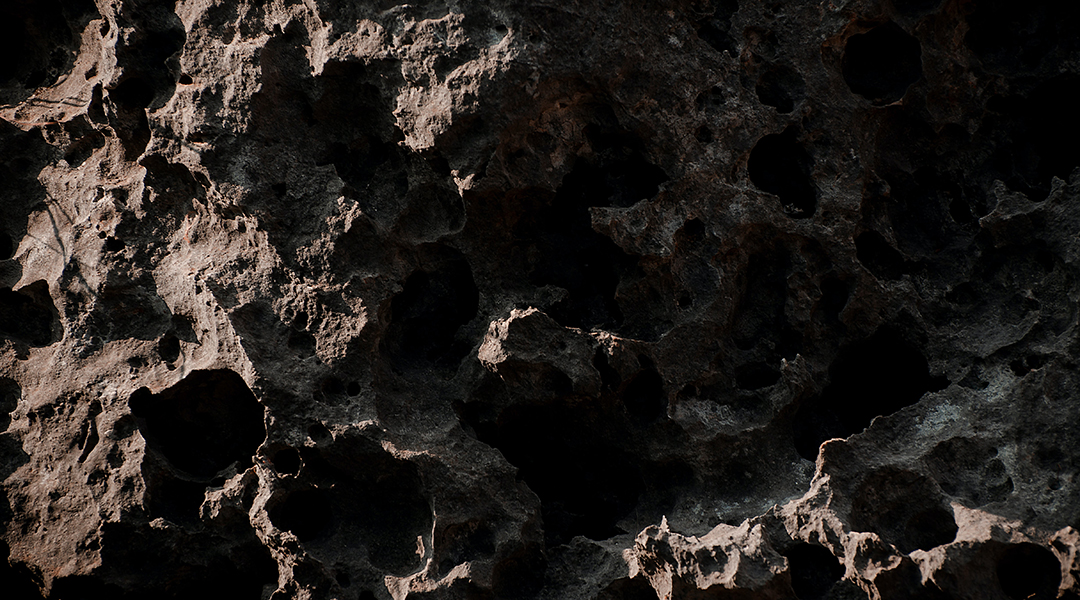 Rocky surface of an asteroid