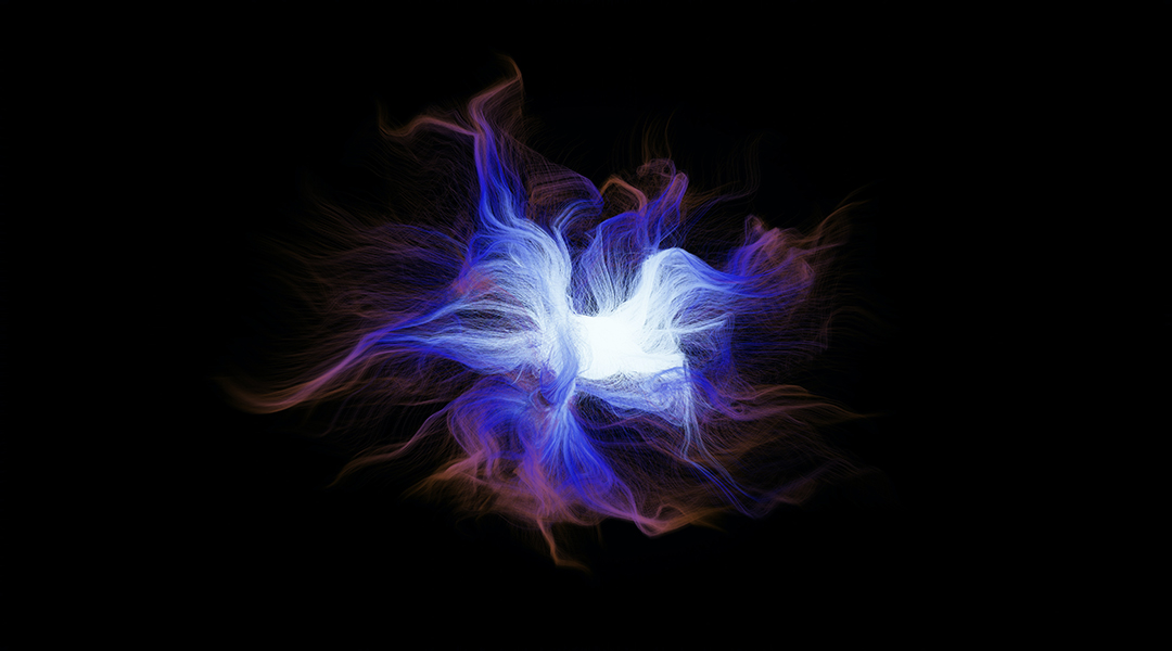 Abstract image of a proton on a black background.