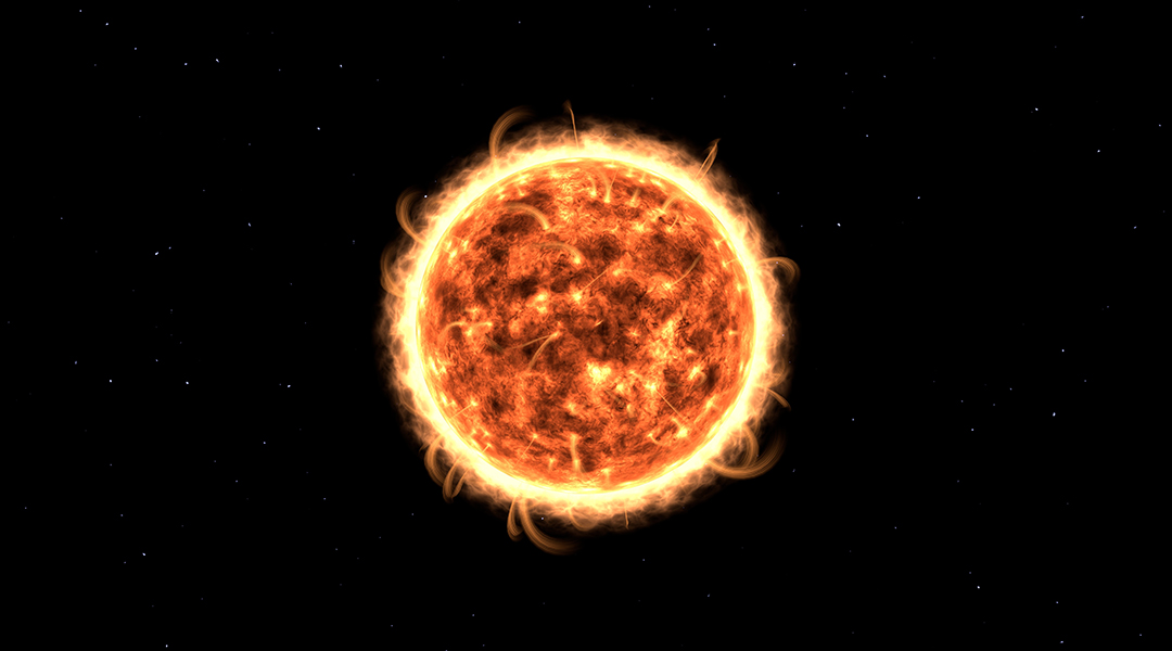 Image of the Sun in space.