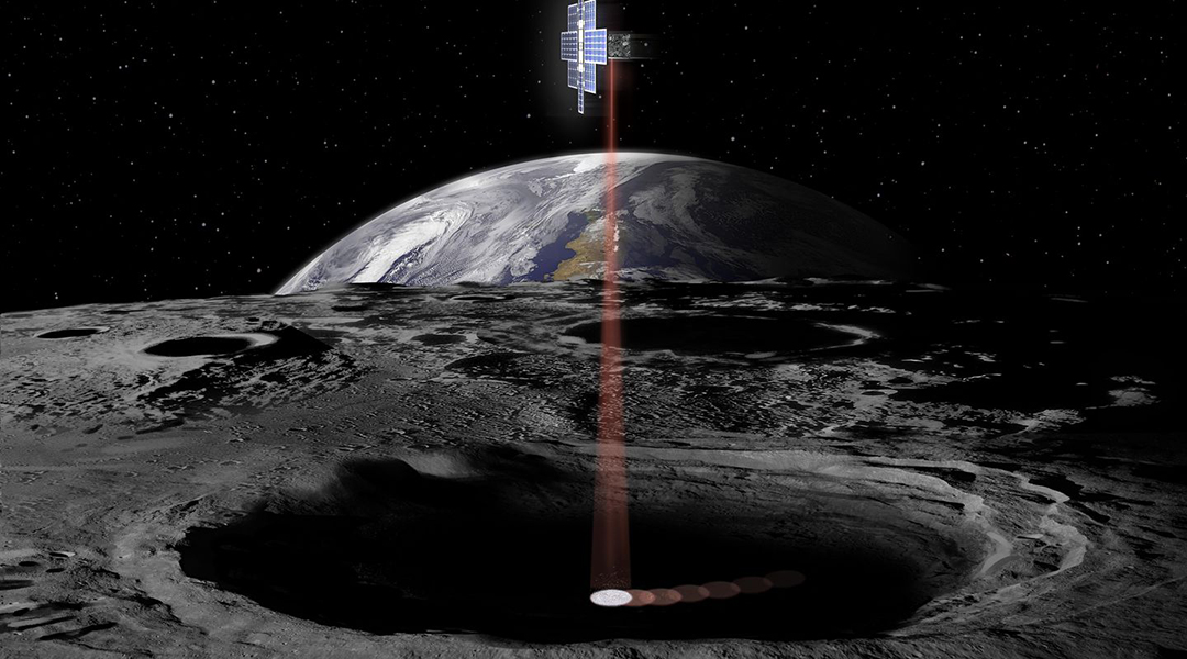 Lunar Flashlight Spacecraft orbiting the Moon illustration