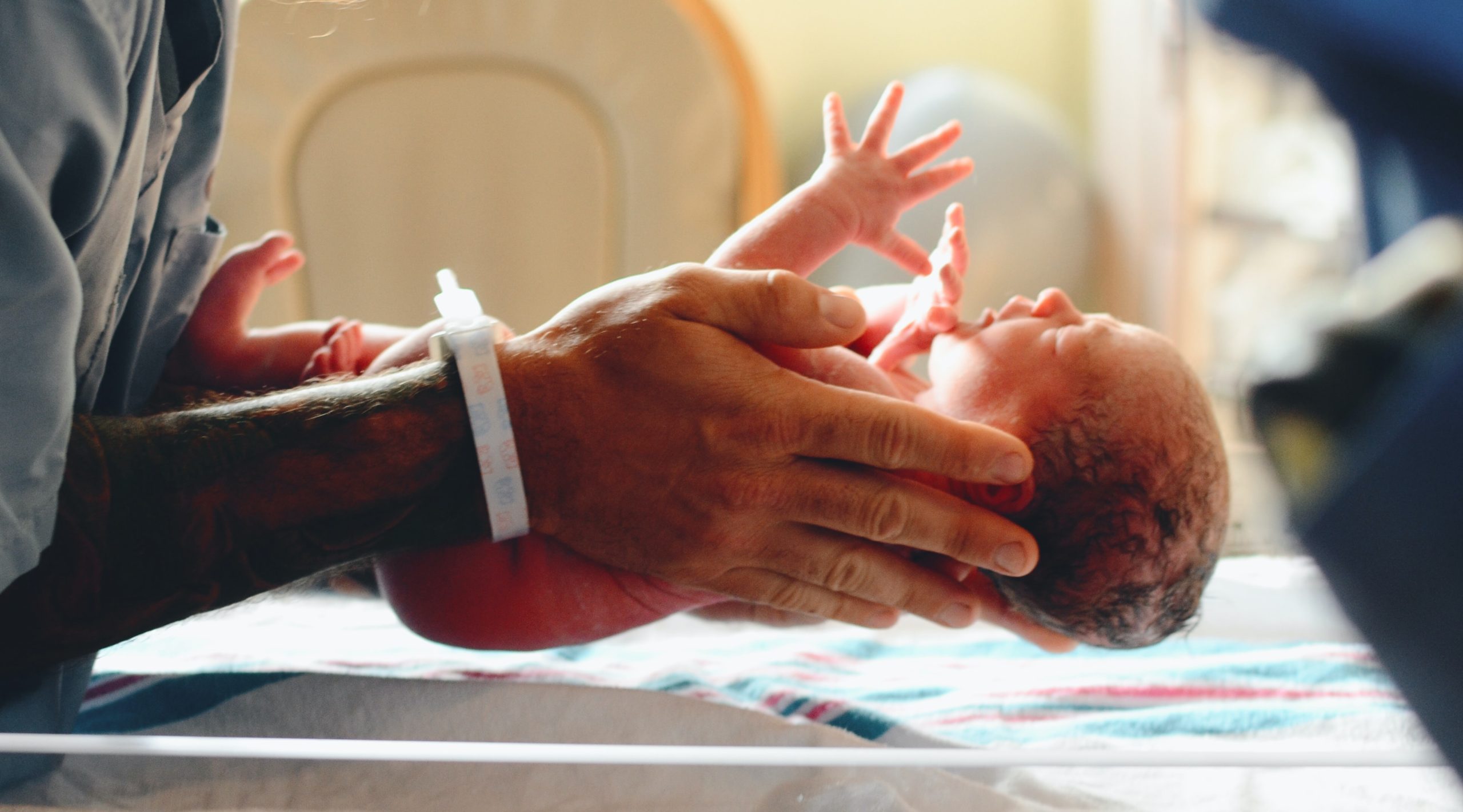 Newborn baby in a hospital.