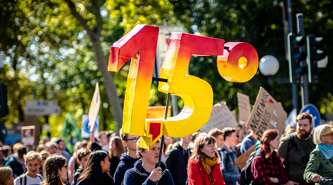 Protestors at a climate march.