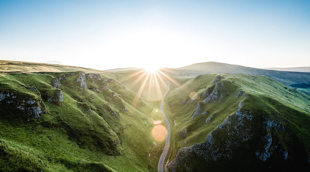 Sunrise over a hill.