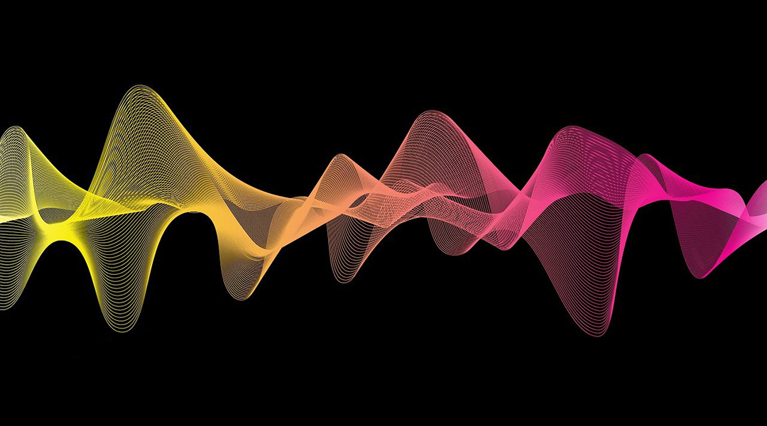 Sound waves on a black background.