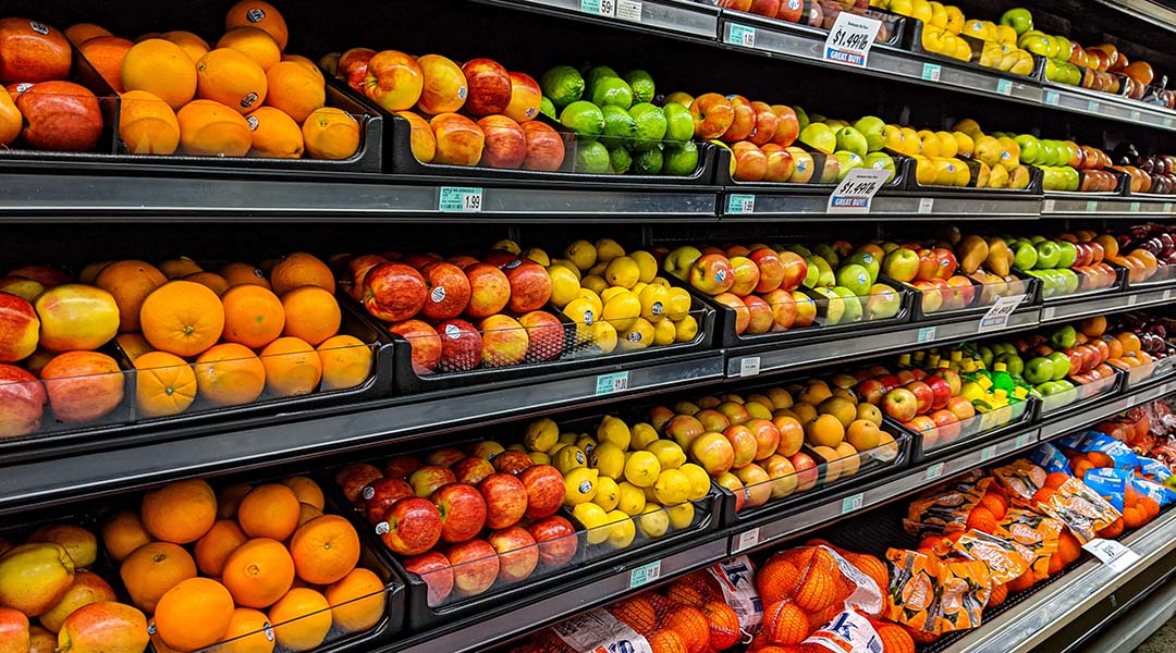 Fruit isle at a grocery store.