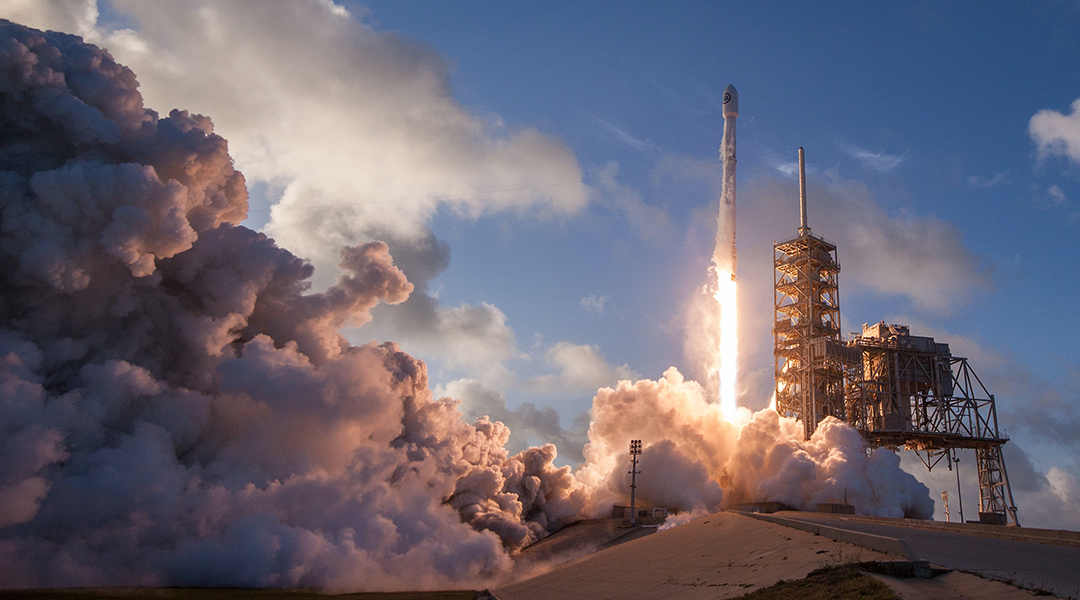 SpaceX rocket launching into space