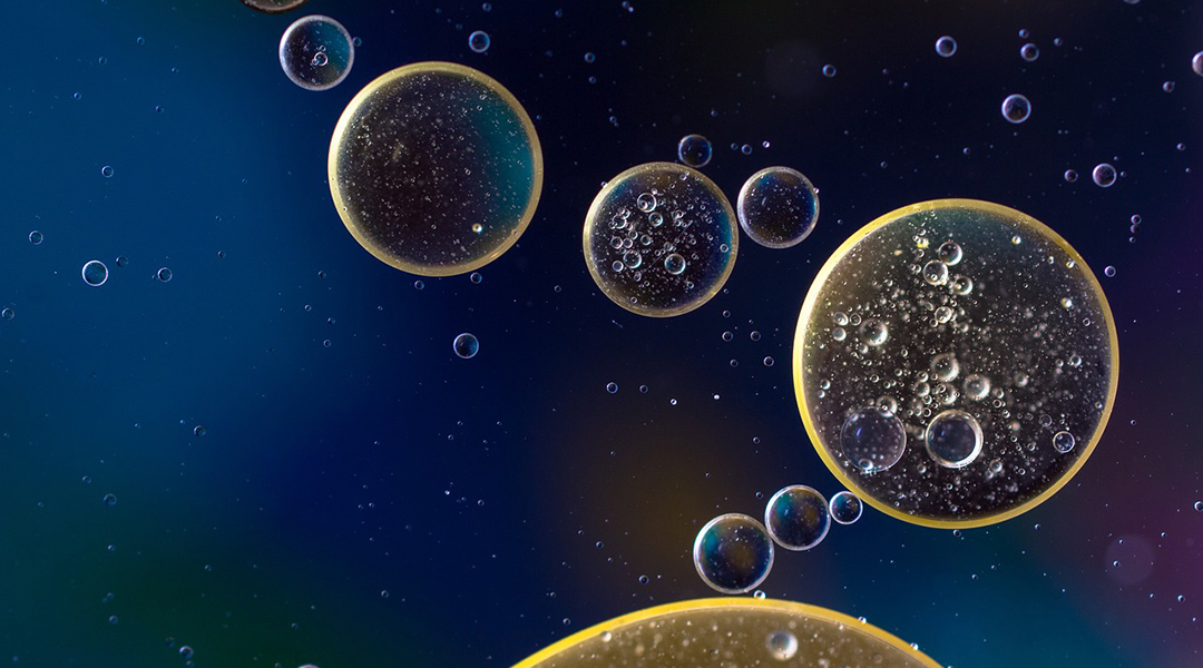 Abstract bubbles with dissolved gases.