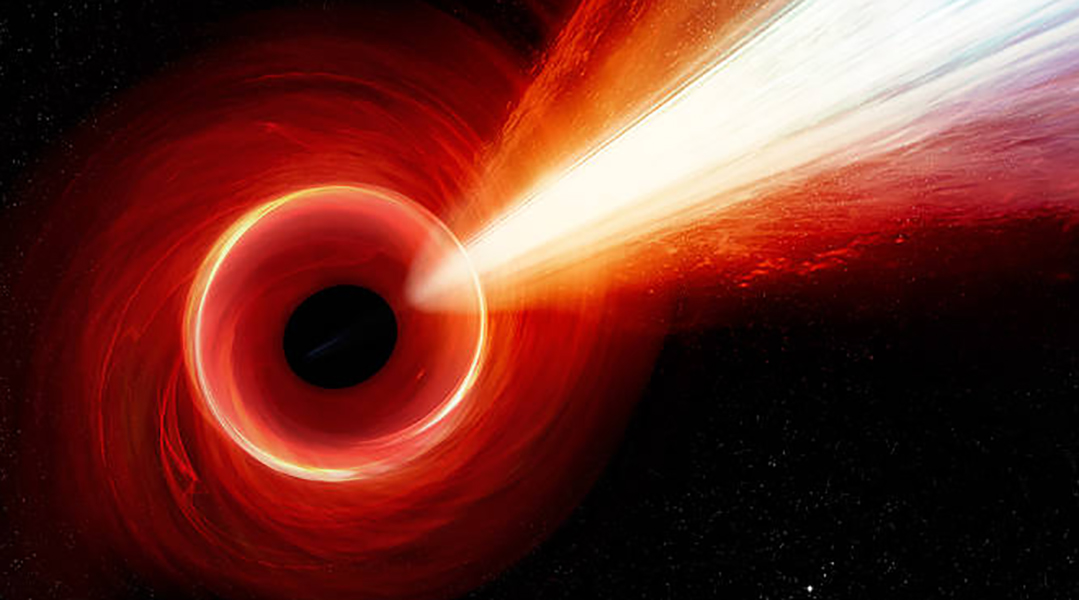 Jet emitted from a black hole.