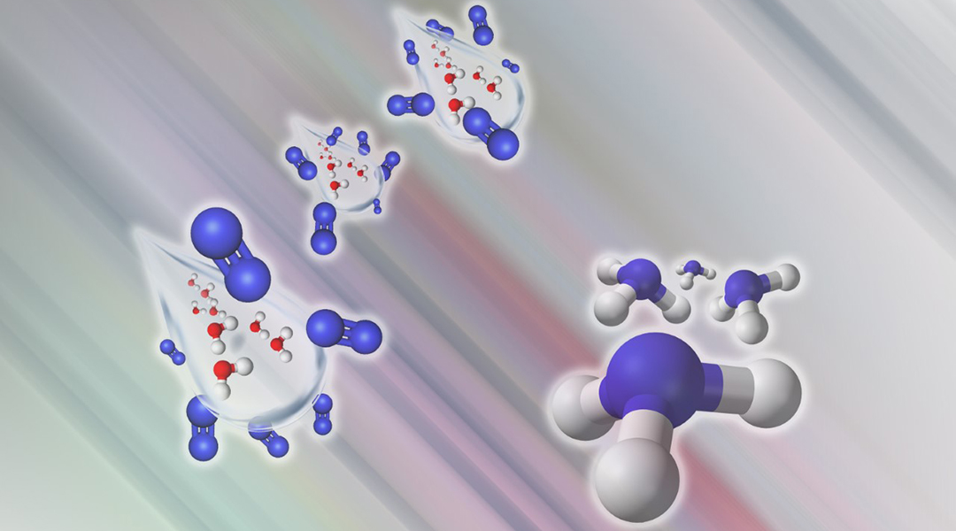 Artist rendition of ammonia generated from water and hydrogen.