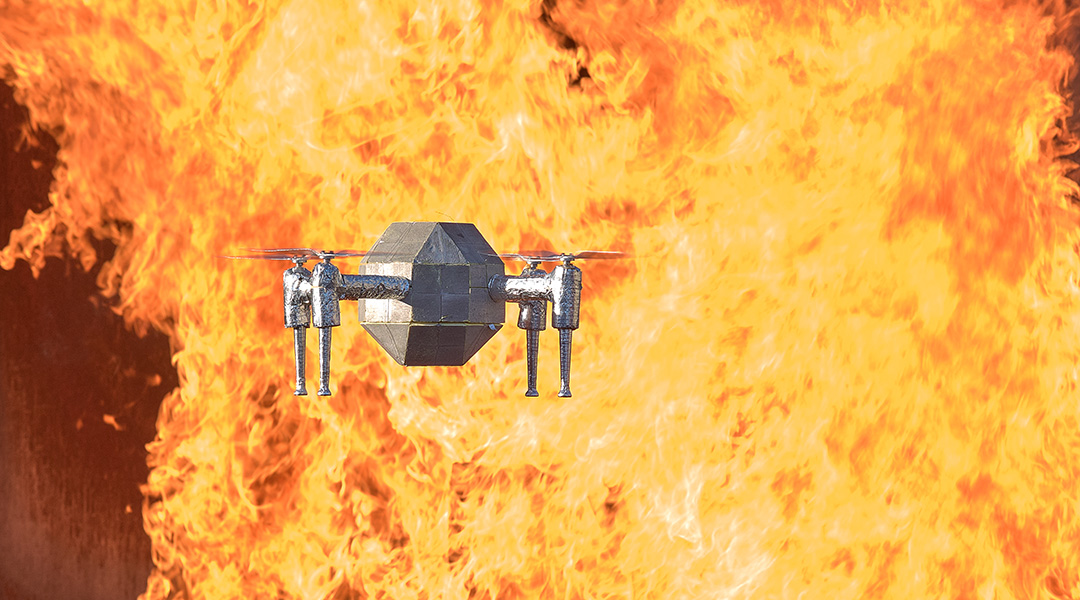 A heat-resistant drone that can fly into fires