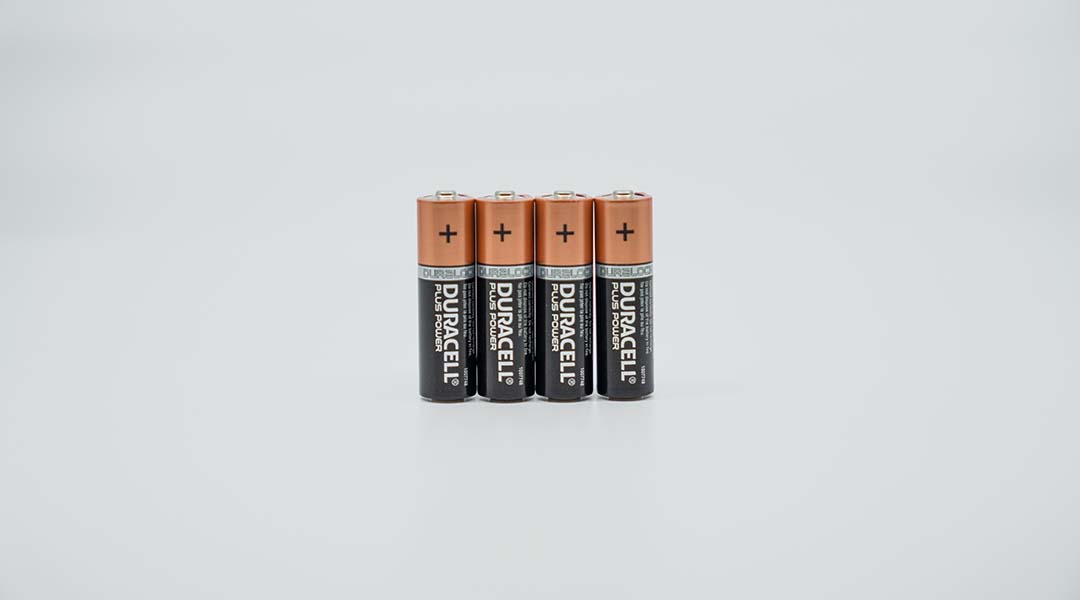 Batteries on a grey blank background.