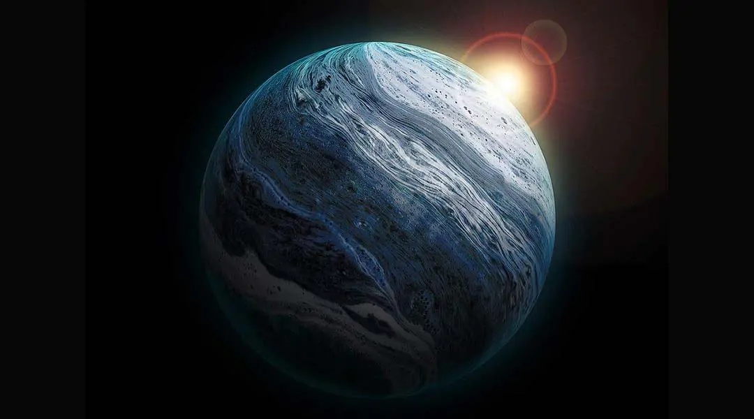 Artist's depiction of an alien ocean world.