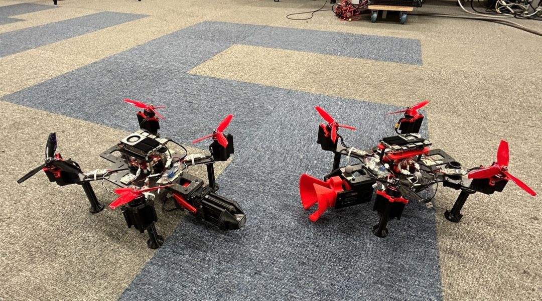Up in the air: Modular robots assemble mid-flight