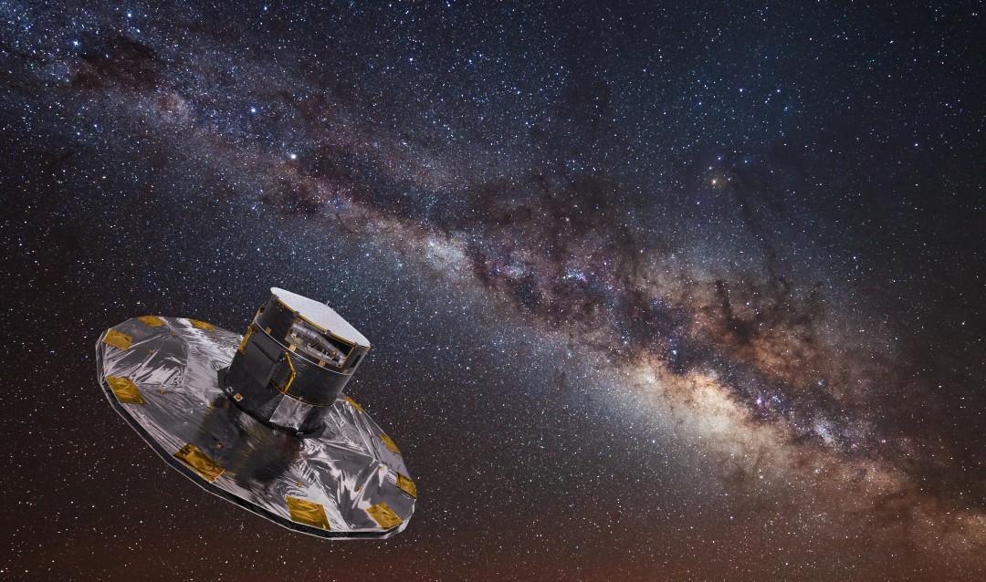 Artist's impression of Gaia mapping the stars of the Milky Way.