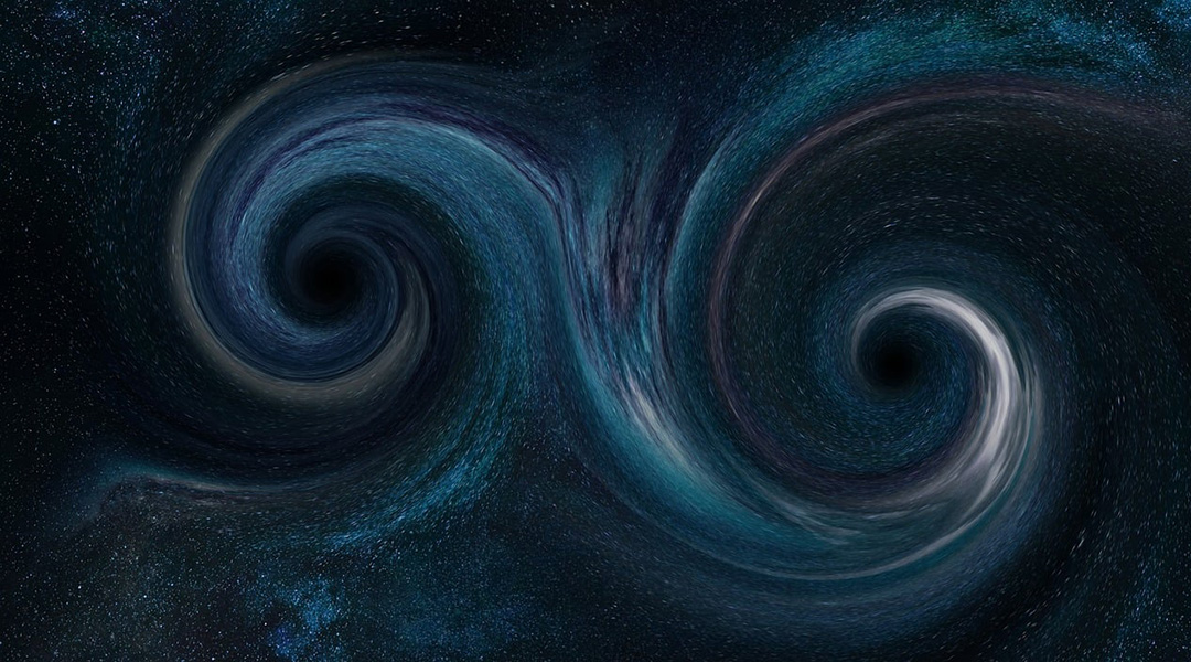 Abstract image of two black holes.