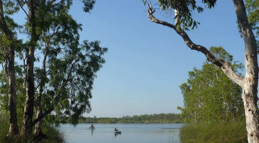 Kayaker on a lake.