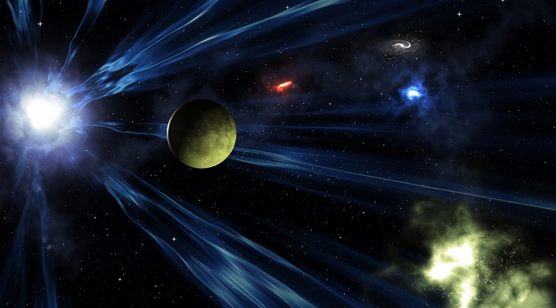 image of space with star and planet