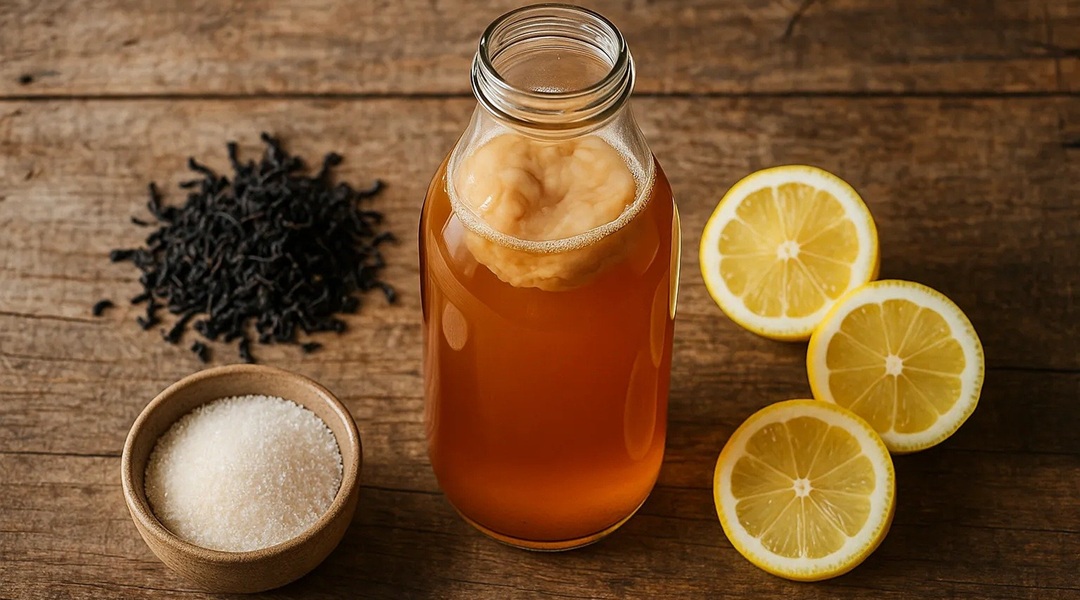 fermented kombucha jar with optional additives