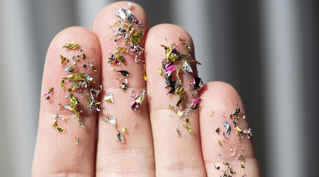 Illustration photos – microplastics microplastics on human hand