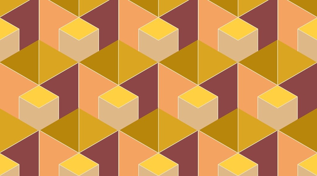 repeating pattern in gold, pink, red