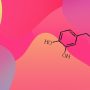 Colorful abstract background with dopamine molecule.