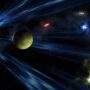 image of space with star and planet